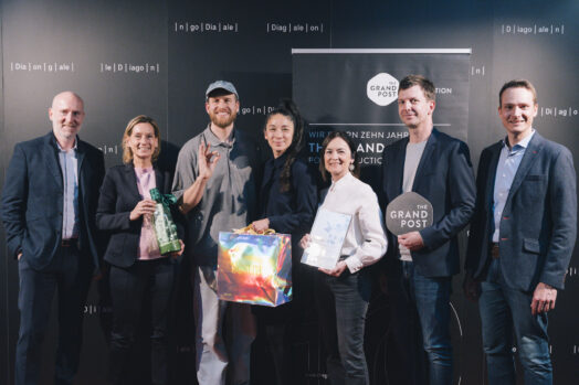 Harald Brandstätter und Birgit Leinich (Steirisches Siedlungswerk, STSW), Verena Lam und Claudia Wohlgemuth (Helmut Marko Hotels) sowie Marko Zinz und Alexander Fischbaer (The Grand Post – Post Production Houses) mit Franz Quitt © Harald Wawrzyniak